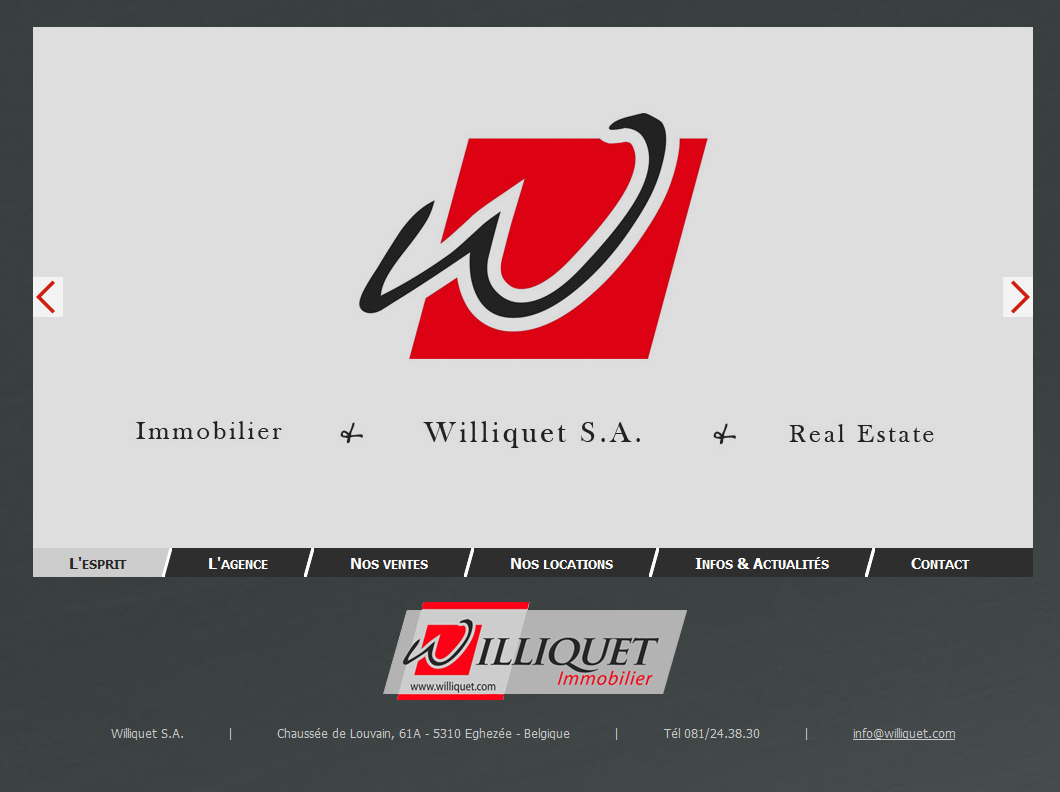 Williquet.com : Page d'accueil avec slider